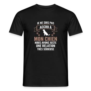 pas accro à mon chien / cadeau humour chien - T-shirt homme - noir - Devant - AI Model Male 178 light (178cm)