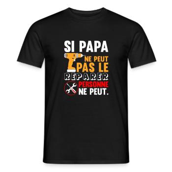 Si Papa Ne Peut Pas Le Reparer Personne Ne Peut - T-shirt homme - noir - Devant - AI Model Male 178 light (178cm)