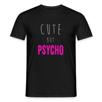Dicton ironique - CUTE mais PSYCHO - T-shirt homme - noir - Devant - AI Model Male 178 light (178cm)