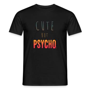 Dicton ironique - CUTE mais PSYCHO - T-shirt homme - noir - Devant - AI Model Male 178 light (178cm)