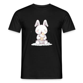 Gâterie estivale : Lapin avec crème glacée - T-shirt homme - noir - Devant - AI Model Male 178 light (178cm)