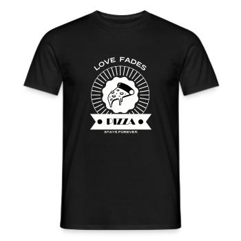 Love fades pizza stays forever - Men's T-Shirt - black - Front - AI Model Male 178 light (178cm)