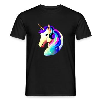 Listen to unicorn music mythical animal unicorns unicorn - Men's T-Shirt - black - Front - AI Model Male 178 light (178cm)