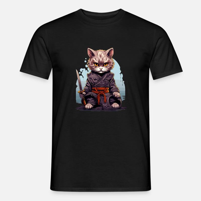 Samurai Katze 2 - Männer T-Shirt - Schwarz