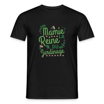 Mamie reine du jardinage cadeau humour jardin - T-shirt homme - noir - Devant - AI Model Male 178 light (178cm)
