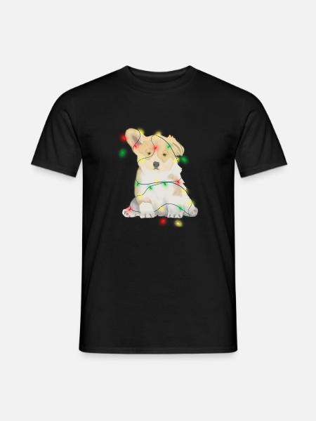 Christmas funny dog - Men's T-Shirt - black