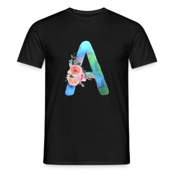 Lettre A watercolor - T-shirt homme - noir - Devant - AI Model Male 178 light (178cm)