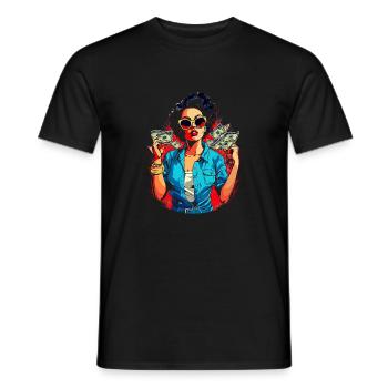 Schöne weibliche Malkunst Gesicht bunte Frau - Männer T-Shirt - Schwarz - Vorne - AI Model Male 178 light (178cm)