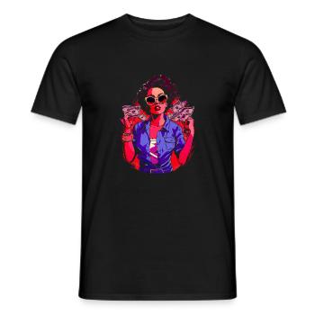 Schöne weibliche Malkunst Gesicht bunte Frau - Männer T-Shirt - Schwarz - Vorne - AI Model Male 178 light (178cm)