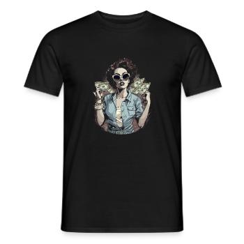 Schöne weibliche Malkunst Gesicht bunte Frau - Männer T-Shirt - Schwarz - Vorne - AI Model Male 178 light (178cm)
