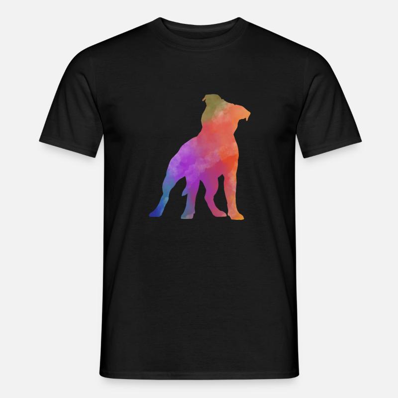 PITBULL AMSTAF farbig - Männer T-Shirt - Schwarz