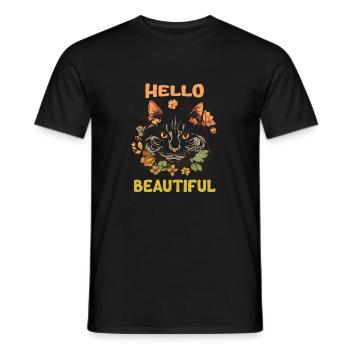Katze schöne stilvolle Frauen bunte Kunst Kunst - Männer T-Shirt - Schwarz - Vorne - AI Model Male 178 light (178cm)