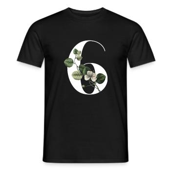 Number 6 Floral Green -6th Birthday Floral - Men's T-Shirt - black - Front - AI Model Male 178 light (178cm)