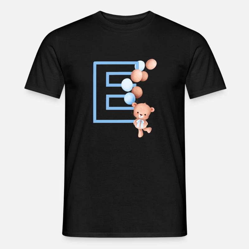 Blauer Buchstabe E Bär - Männer T-Shirt - Schwarz