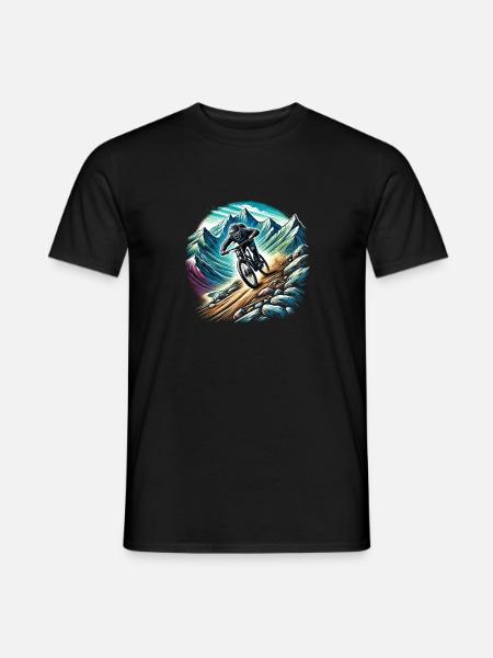 Mountainbikefahrer im Gebirge - Männer T-Shirt - Schwarz