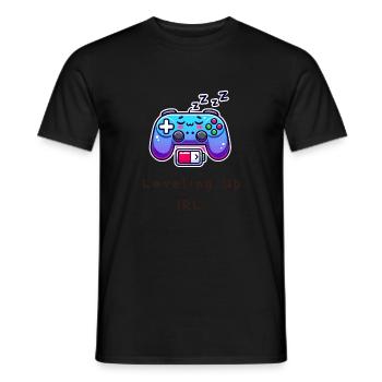 Leveling Up IRL – Funny Gamer Shirt - Men's T-Shirt - black - Front - AI Model Male 178 light (178cm)