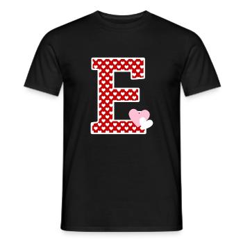 Buchstabe E Herz - Männer T-Shirt - Schwarz - Vorne - AI Model Male 178 light (178cm)