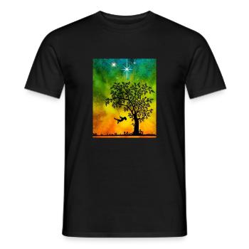 Child on the swing - Männer T-Shirt - Schwarz - Vorne - AI Model Male 178 light (178cm)