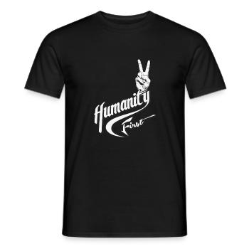 L’humanité d’abord | Symbole de la paix véritable - T-shirt homme - noir - Devant - AI Model Male 178 light (178cm)