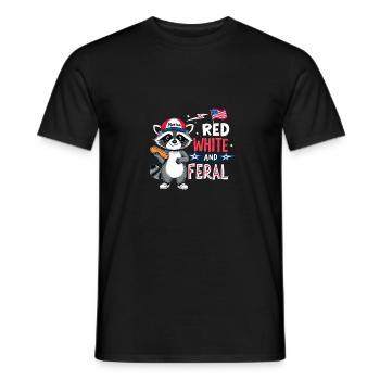 Red White And Feral Waschbär Nationalfeiertag - Männer T-Shirt - Schwarz - Vorne - AI Model Male 178 light (178cm)