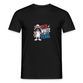 Red White And Feral Waschbär Nationalfeiertag - Männer T-Shirt - Schwarz - Vorne - AI Model Male 178 light (178cm)