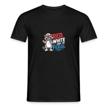 Red White And Feral Waschbär Nationalfeiertag - Männer T-Shirt - Schwarz - Vorne - AI Model Male 178 light (178cm)