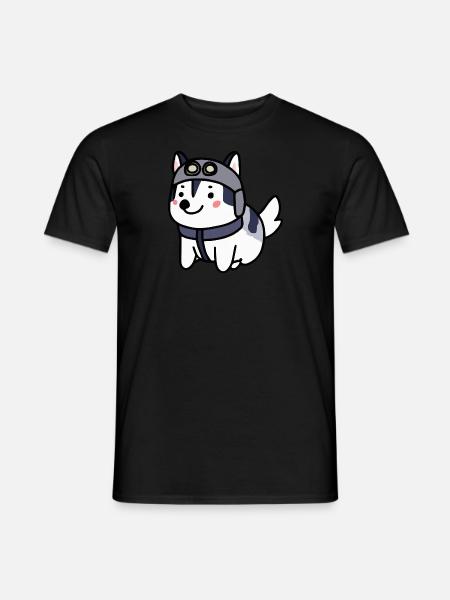 Husky pilot dog Malamute - Men's T-Shirt - black