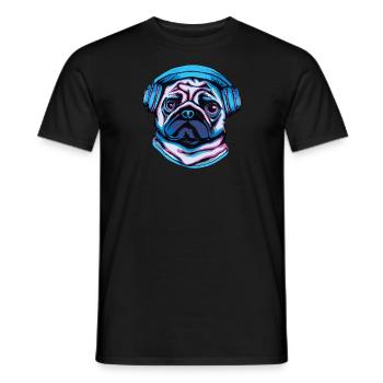 Kopfhörer Pug Hund Geschenk Pop Art - Männer T-Shirt - Schwarz - Vorne - AI Model Male 178 light (178cm)