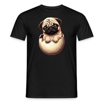 Chiot carlin dans un œuf - Cute Dog Design - T-shirt homme - noir - Devant - AI Model Male 178 light (178cm)