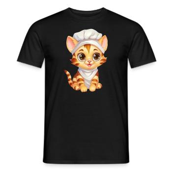 Mignon chat du Bengale Chef Comic Design - T-shirt homme - noir - Devant - AI Model Male 178 light (178cm)