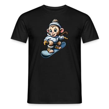 Schimpanse auf Snowboard Winter Wintersport - Männer T-Shirt - Schwarz - Vorne - AI Model Male 178 light (178cm)