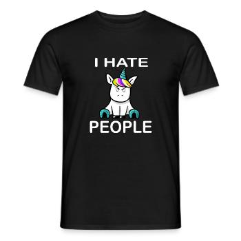 I hate People Unicorn Unicorn - Men's T-Shirt - black - Front - AI Model Male 178 light (178cm)