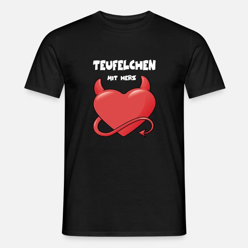 Teufelchen mit Herz lustiges Motiv Geschenk - Männer T-Shirt - Schwarz