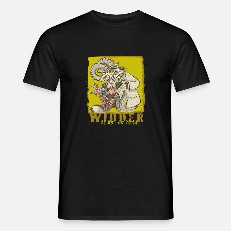 Sternzeichen-Widder - Männer T-Shirt - Schwarz