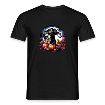 Chat effrayé, pas de friandises, juste des tours d’Halloween - T-shirt homme - noir - Devant - AI Model Male 178 light (178cm)