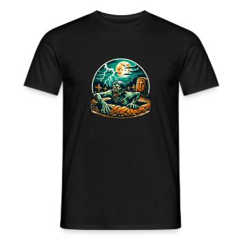 Joyeux Halloween Zombie Cimetière Pleine Lune - T-shirt homme - noir - Devant - AI Model Male 178 light (178cm)