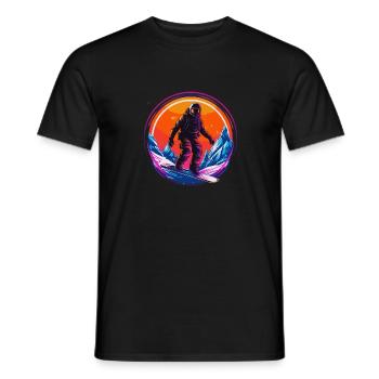 Snowboarding or skiing and then après ski - Men's T-Shirt - black - Front - AI Model Male 178 light (178cm)