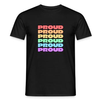PROUD gay pride 6 rainbow colors - Men's T-Shirt - black - Front - AI Model Male 178 light (178cm)