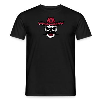 tete de mort chapeau mexicain crane 58 - T-shirt homme - noir - Devant - AI Model Male 178 light (178cm)