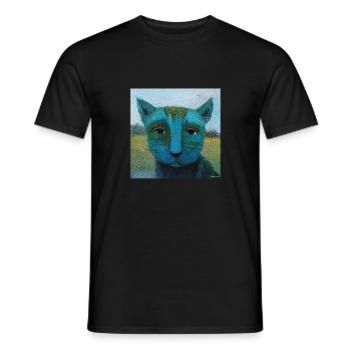 Blaue Katze - Männer T-Shirt - Schwarz - Vorne - AI Model Male 178 light (178cm)