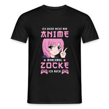 Ich Gucke Nicht Nur Anime Manchmal Zocke Ich Auch - Männer T-Shirt - Schwarz - Vorne - AI Model Male 178 light (178cm)