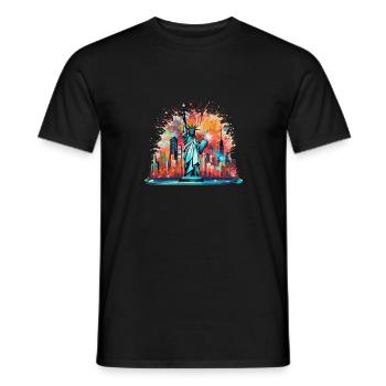 Bonne année avec feux d’artifice à New York - T-shirt homme - noir - Devant - AI Model Male 178 light (178cm)