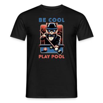 Chat cool jouant au billard. Chat gangster vintage - T-shirt homme - noir - Devant - AI Model Male 178 light (178cm)