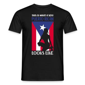 Puerto Rico Flagge | Puerto Ricaner Geschenkideen - Männer T-Shirt - Schwarz - Vorne - AI Model Male 178 light (178cm)