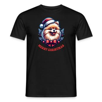 Joyeux Noël Chien Poméranien Noël - T-shirt homme - noir - Devant - AI Model Male 178 light (178cm)