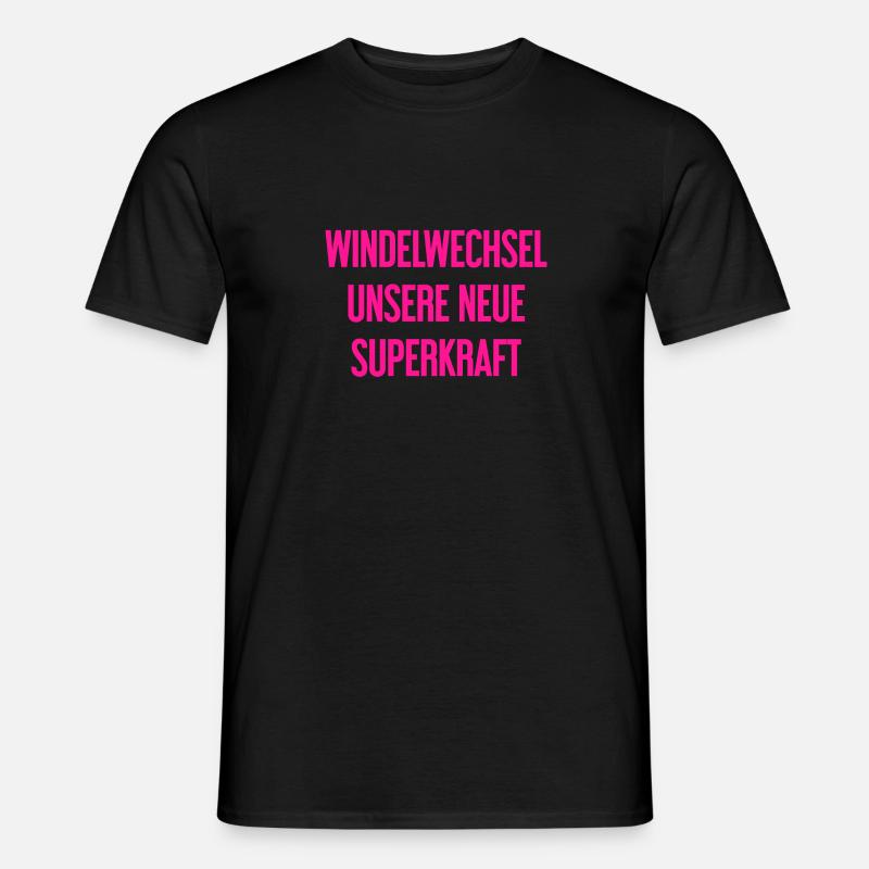 Windelwechsel – unsere neue Superkraft - Männer T-Shirt - Schwarz