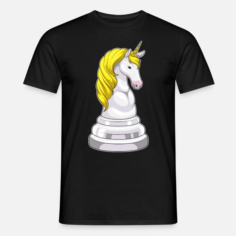 Schachfigur Springer Einhorn Schach - Männer T-Shirt - Schwarz