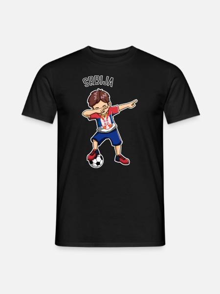 Dabbing Fußball Junge Serbien Trikot Kinder - Männer T-Shirt - Schwarz