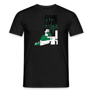 game over toilet wc toilet puke vomit break - Men's T-Shirt - black - Front - AI Model Male 178 light (178cm)