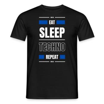 manger dormir techno répéter l’idée cadeau fête en disant - T-shirt homme - noir - Devant - AI Model Male 178 light (178cm)